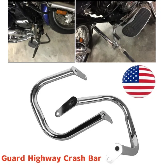 US 2×Silver Motorcycle Bike Modified Engine Guard Highway Crash Bar Stand Holder