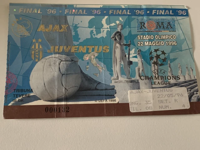 Biglietto Ticket finale Champions League 22/05/96 Ajax Juventus Tribuna Tevere