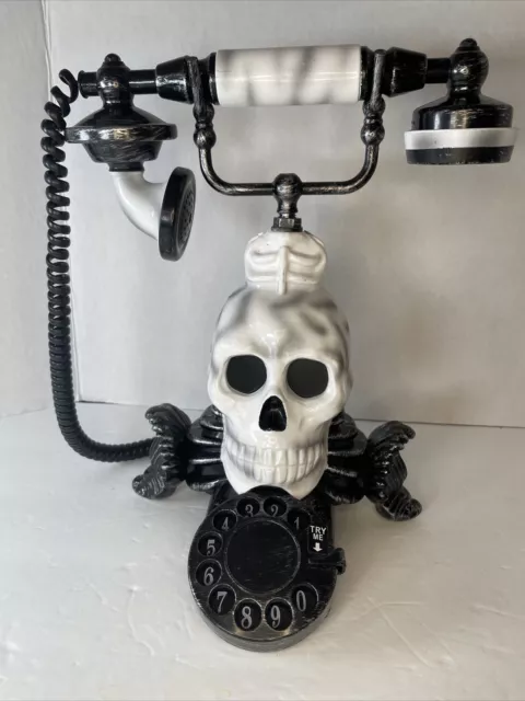 Gemmy Haunted Halloween Skull Talking Telephone w/ Spinning Red Eyes & Sound
