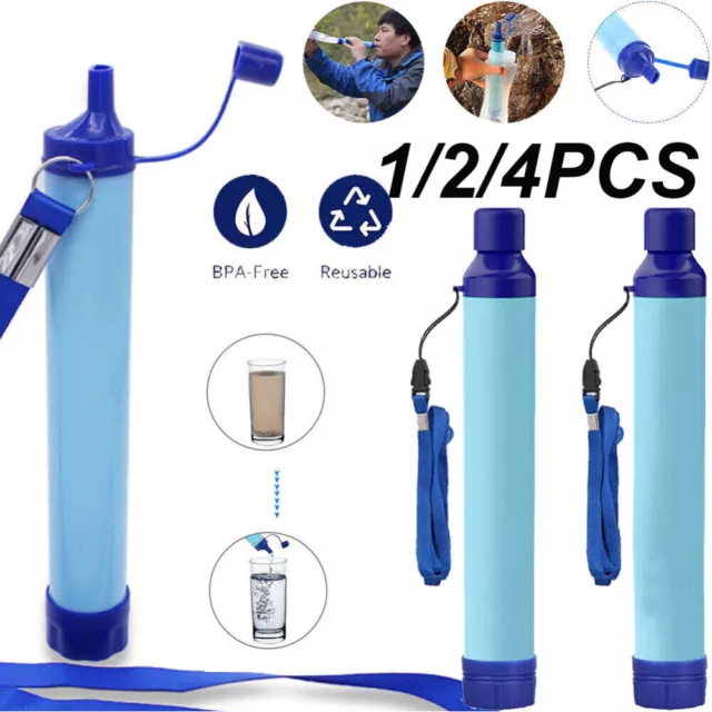 Portable Purifier Water Filter Straw Emergency Life Camping Travel Survival AU