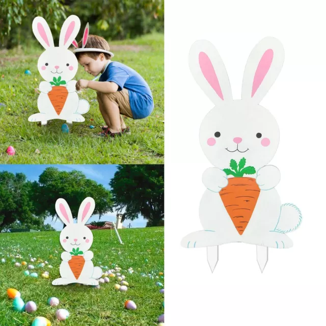 Easter Garden Decoration Easter Cartoon Rabbit Ground Insert Decoration Wooden