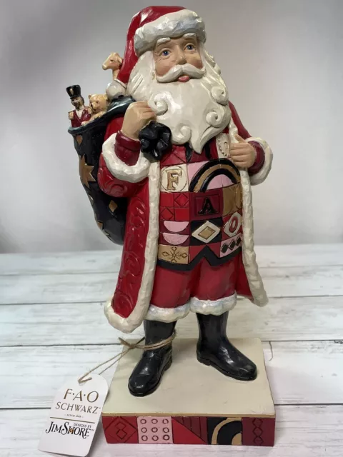 Jim Shore FAO Schwarz "The Anticipation of Christmas" Santa w/Toys 10" Tall -NEW