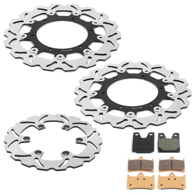 Front Rear Brake Disc Rotors Pads For Yamaha YZF R1 1998 1999 2000 2001
