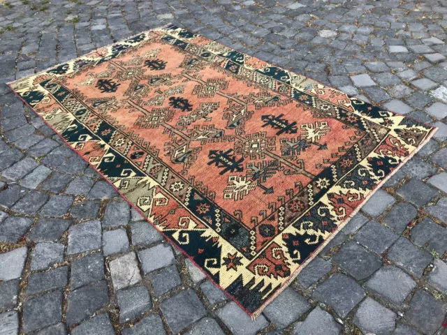 Oushak Kilim Rug, Boho Decor Rug,Home Decor Rug,Turkish Vintage Rug 3,5 x 5,6 ft