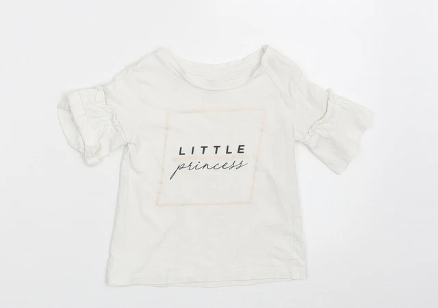T-shirt base bianca River Island 100% cotone taglia 12-18 mesi collo rotondo