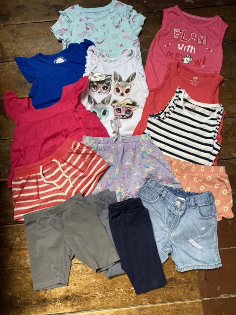 Girls Summer Bundle 14 Items Age 3-4 Years T-shirts Shorts Leggings H&M Next