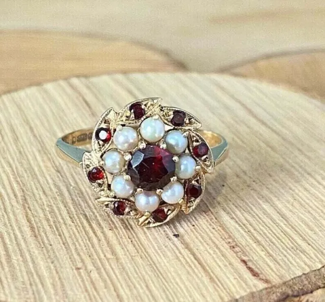 3CT Round Lab Created Garnet Opal Engagement Ring 14K Yellow Gold Plated Silver