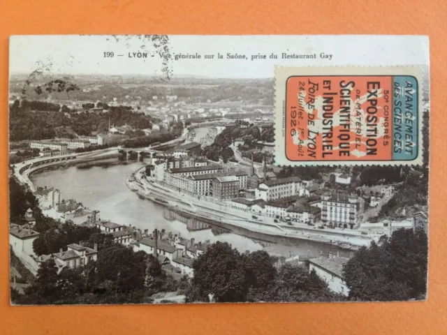 cpa LYON GAY RESTAURANT Beautiful TIMBRE EXHIBITION LYON FAIR 1926