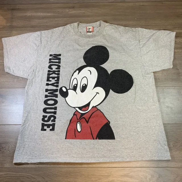 Vtg 80s Mickey Mouse All Over Print T-Shirt Gray Made In USA 4XL Double Sided