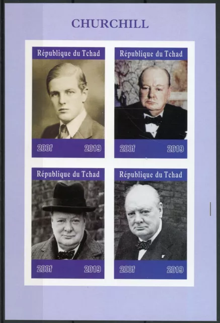 Chad 2019 MNH Winston Churchill 4v IMPF M/S Politicians Famous People Stamps