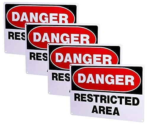 Danger Construction Area Sign Restricted Area Sign Aluminum 14"x10" Uv Ink