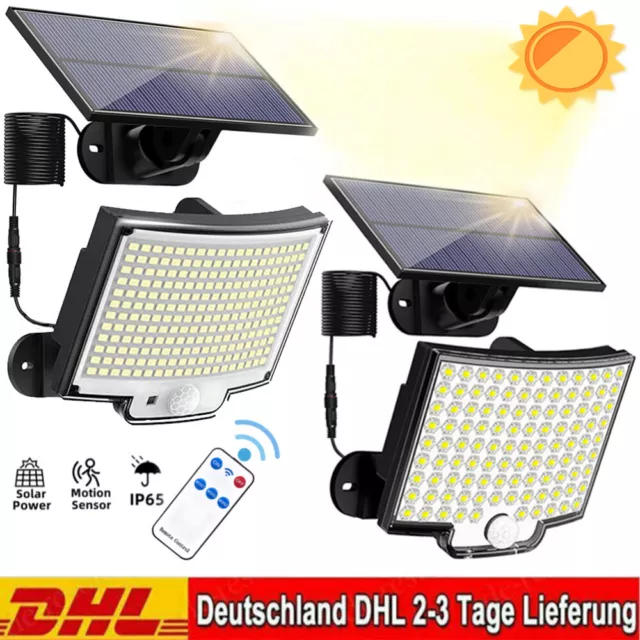 228 LED Solarlampen Außen Garten mit PIR Bewegungsmelder Fluter LED Solarleuchte
