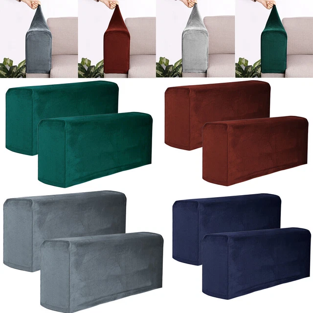 2pcs Stretch Velvet Armchair Covers Chair Arm Protector Cover Sofa Couch Armrest