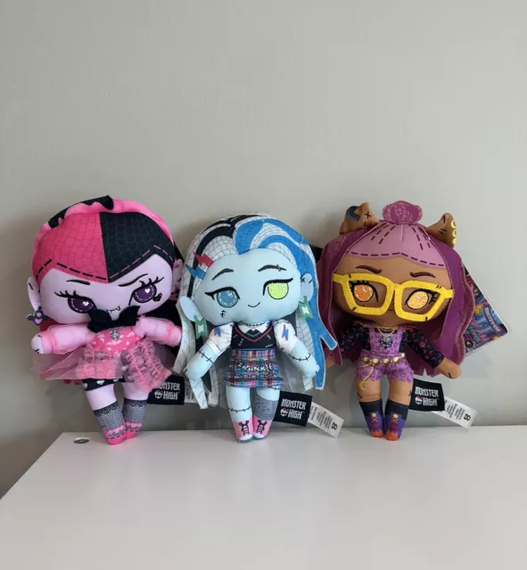 Monster High Stitchlings Draculaura Frankie Clawdeen 7” Talking Plush Set of 3