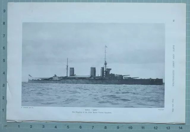 1914 Ww1 Print Hms Lion Flagship Of First Battle Cruiser Squadron