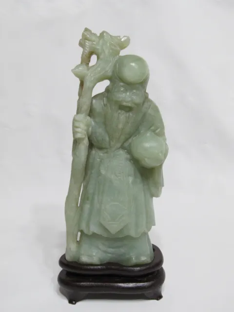 Fine Old Chinese Jade Carved Figure Statue 8"