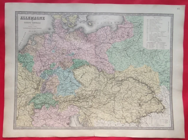 Carte Ancienne ANDRIVEAU-GOUJON 1851 – Suède, Norvège, Danemark, Islande