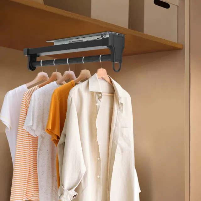 Durable Pull Out Closet Valet Rod Clothing Rail Wardrobe Hanger Storage Rack NEW