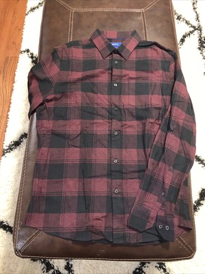 Apt 9 Flannel Shirt Mens Large Button Up Premier Flex Long Sleeve Red Plaid L