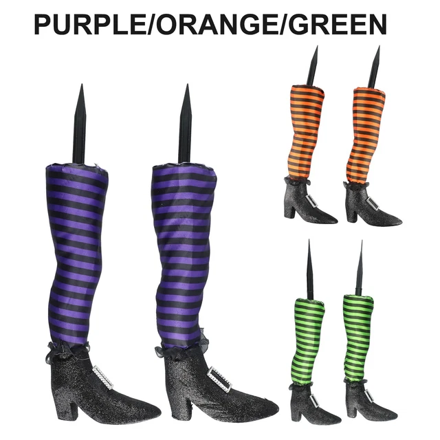 Vibrant Halloween Witch Legs Ornament Perfect for Yard Party Decor Set of 2