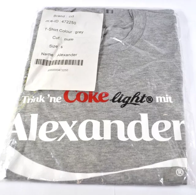 Coca-Cola Coke Alexander T-shirt grau Größe S Namen Vornamen Namensshirt