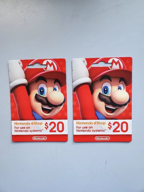 Nintendo eShop US  $20 USD Nintendo NS Switch Gift Card -  Lot of 2