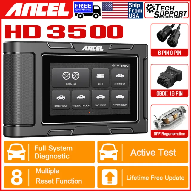 ANCEL HD3500 Pickup Light Truck OBD2 Scanner All System Diesel Diagnostic Tool