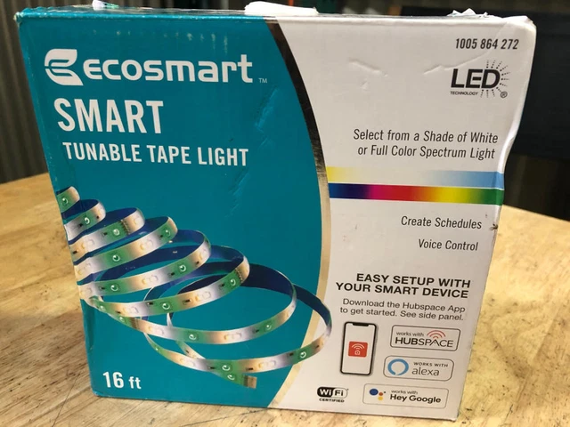 ECOSMART 16 FT. Smart Hubspace RGB and Tunable White Tape Light Works ...