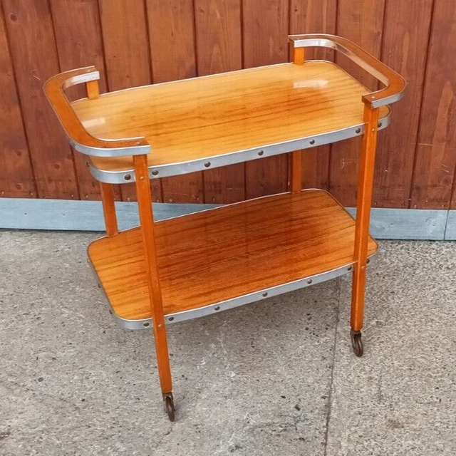 SERVING TROLLEY VINTAGE Tea Trolley 60er Table Walnut Retro Side Table