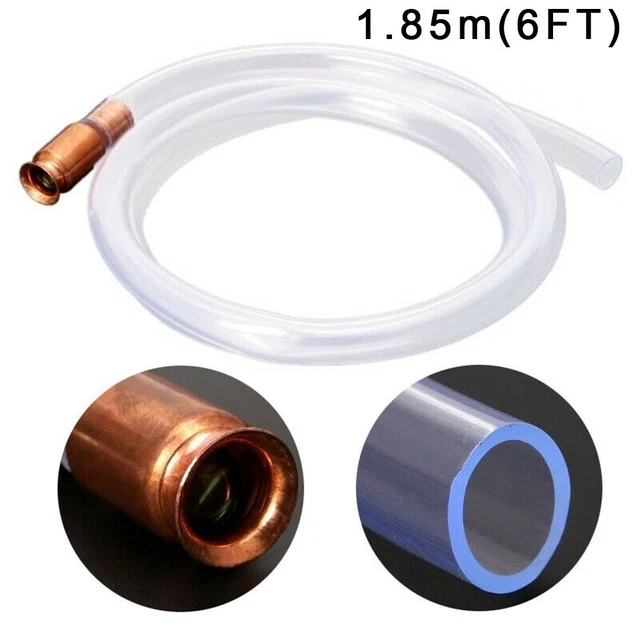 Pompe Siphon à Main 1.8m, Tuyau PVC Avec Valve Cuivre, Pour Eau, Essence, Diesel, Aquarium, Transfert Liquide