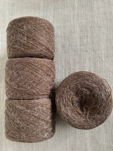 KNITTING CROCHET JOB LOT YARN CAKES 300g BROWN BUNDLE FLUFFY LOOK