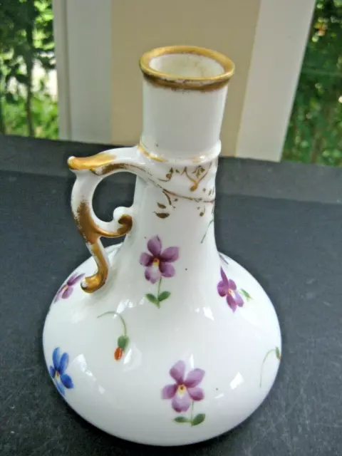 Jean Pouyat Limoges (J.P.L.) Hand Painted Handled  Cruet  Bud Vase