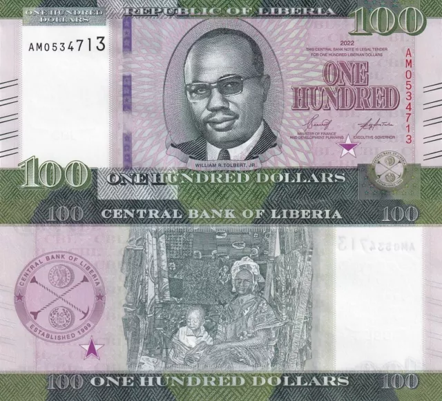 Liberia 100 Dollars 2022 P 41 UNC