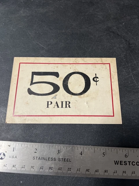 Vtg 2x Sided Used 1930s Country Store Counter / Shelf Price Sign 50c Pair