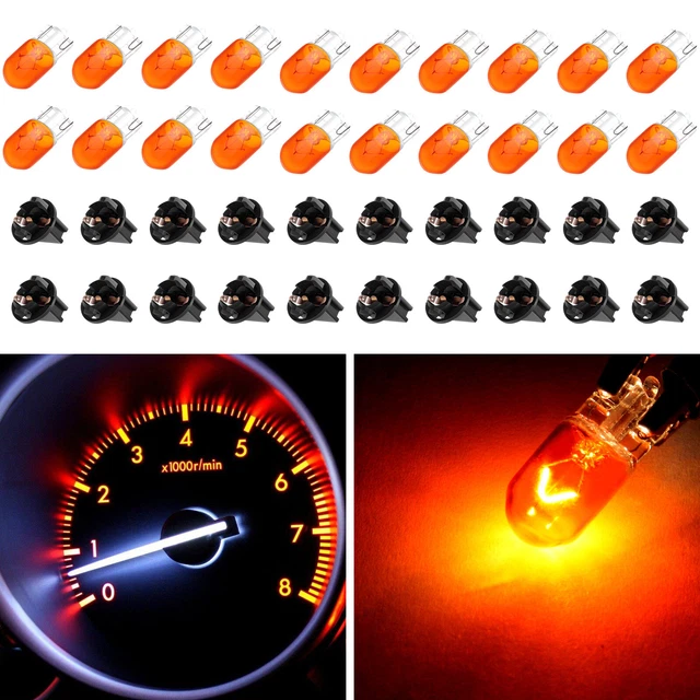 20x Amber W5W T10 Halogen Bulbs Instrument Panel Cluster Light w/ Twist Socket