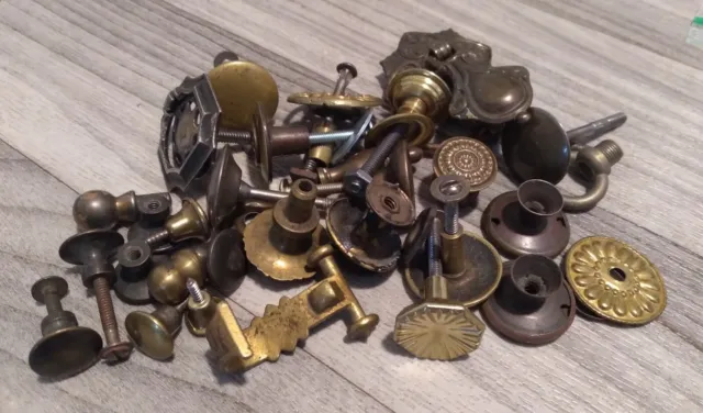 Vintage Brass Drawer Pulls ~LOT of 20+ Almost 1LB