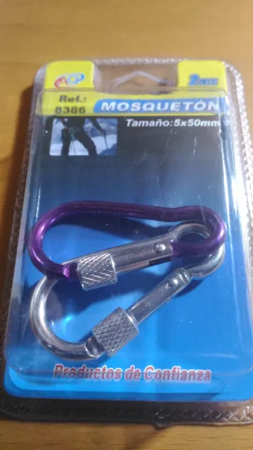 2 mosquetones aluminio para llavero acampada montaña mochila NO escalada 3