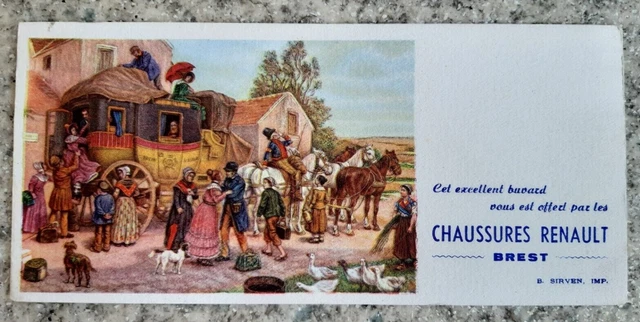 BUVARD publicitaire - "  chaussures Renault " - BREST - B. Sirven, IMP.