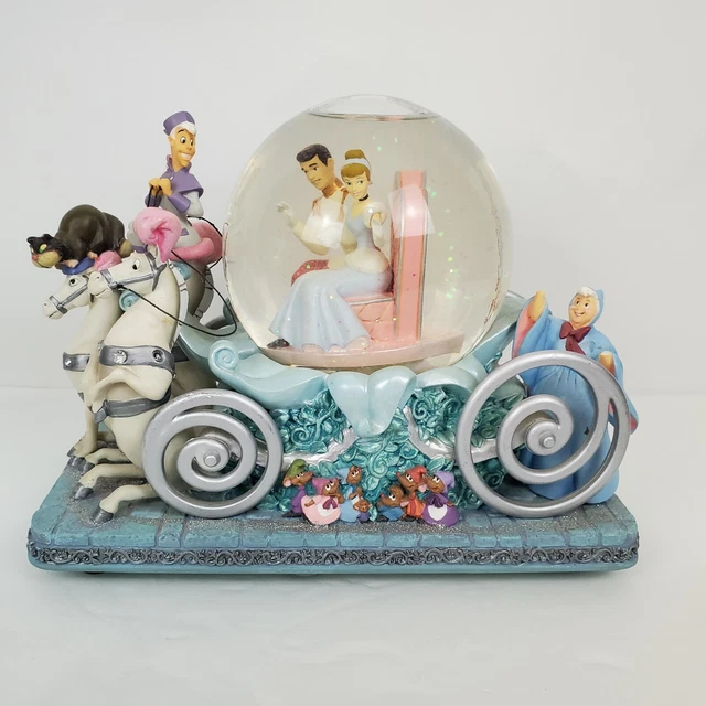 DISNEY SNOW GLOBE Cinderella & Prince Musical Carriage 50th Anniversary