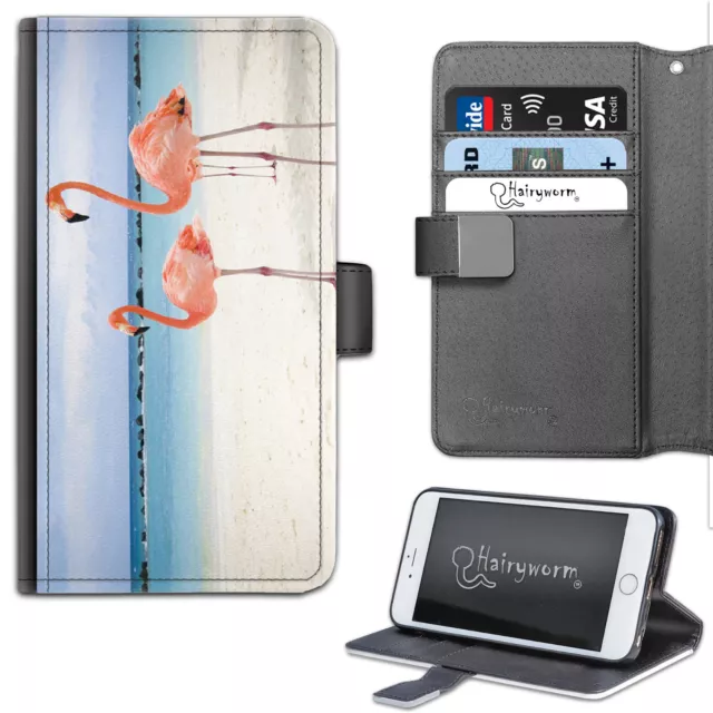 Flamant Rose PU Étui Cuir Téléphone; Portefeuille Téléphone Housse; à Clapet