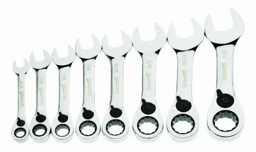 WS-1168RCS 8-Piece Stubby Reversible Ratcheting Combination Wrench Set