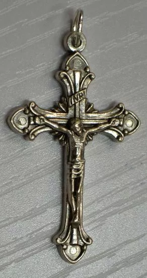 Crucifix, 40mm Silver Tone Metal Crucifix Pendant, Made In Italy Quality