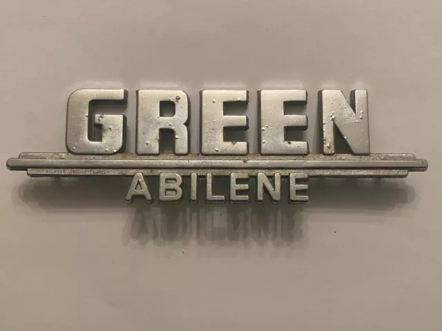 Vintage Green Ford Abilene Kansas Metal Dealer Badge Emblem Tag Trunk Fomoco