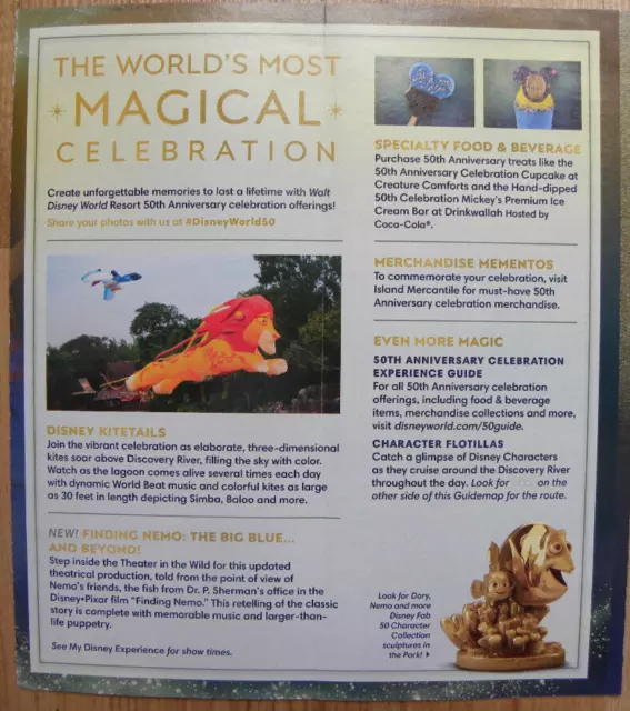 Walt Disney World Animal Kingdom Guide map Brochure 50th Anniversary NEW 2