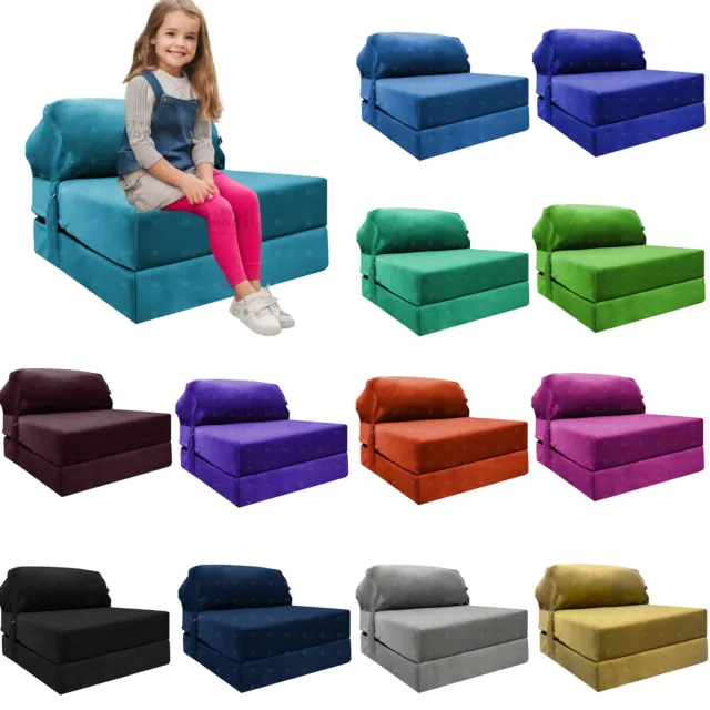 Velvet Single Kids Chair Bed Fold Out Guest Single Futon Sofa Z Bed Futon Seat