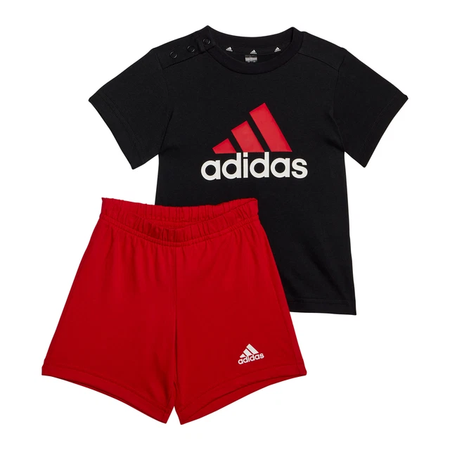 T-shirt e set estivo corto logo Adidas Essentials nero/rosso