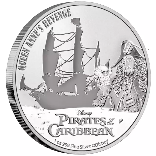 2022 Niue Disney Pirates of the Caribbean "Queen Anne's Revenge" 1oz Silver Coin