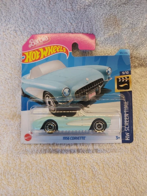 Hot Wheels 1956 Corvette – Barbie The Movie Edition, Short Card, HW Screen Time Serie