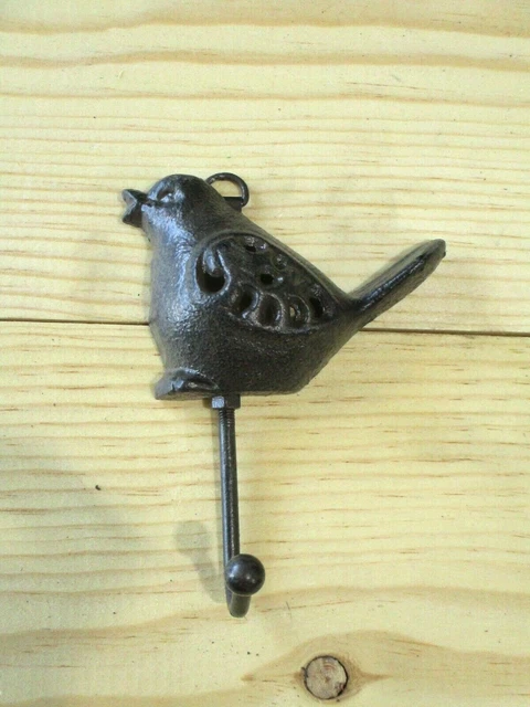 RUSTIC CAST IRON Bird Dove Coat Hook Entryway Towel Rack Garden Shed ...