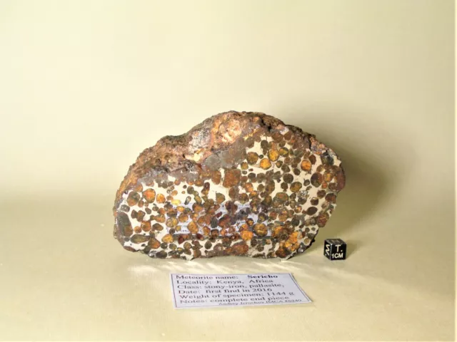 meteorite pallasite SERICHO, from Kenya, polished complete end piece 1144 g